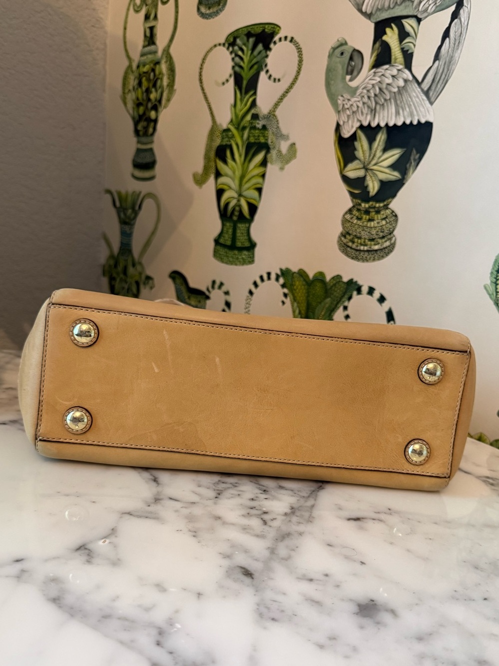 Coach Vintage Madeline Large Satchel. Smooth Blond Leather and Signature Scarf - Picture 4 of 5